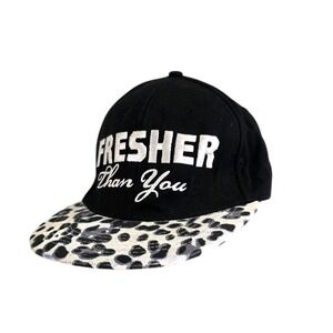Carbon Elements Snapback Fresher Than You Black Leopard Print Cap Hip Hop Grunge